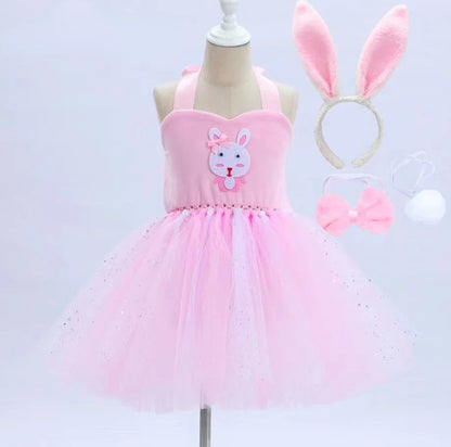 Baby Girls Halloween Animal Cosplay Costume | Kids Forest Theme Giraffe, Cow, Tiger, Leopard, Zebra Tutu Dress | Birthday & Party Outfit