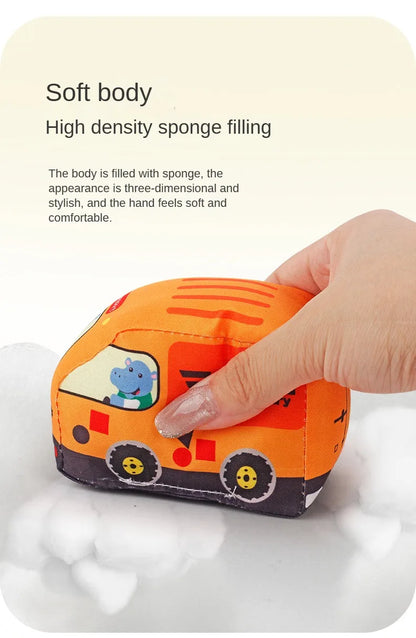 Baby Montessori Soft Car Toy with Map Game Mat & Cloth Book – Sensory Training & Educational Toy Storage Bag for Toddlers