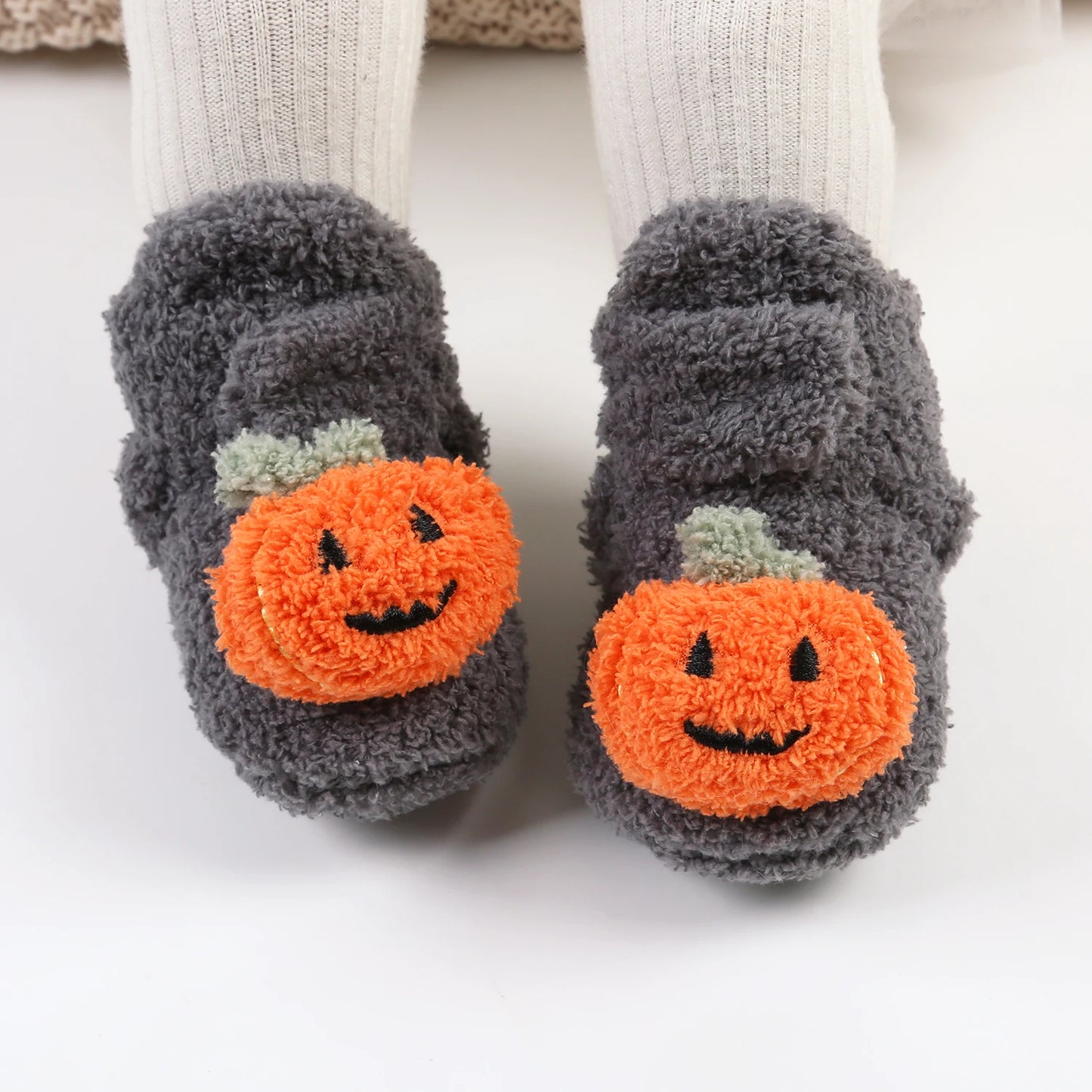 Baby Halloween Pumpkin Booties | Infant Newborn Sock Shoes | Winter Warm Crib Shoes | First Walkers & Prewalkers