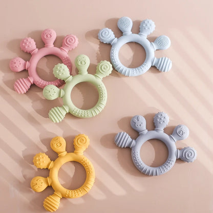 1PC Baby Silicone Teether Toy with Pacifier Chain | BPA-Free Finger Ring Soothing Teething Toy for Newborns & Baby Shower Gifts