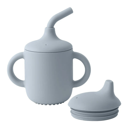 Silicone Baby Sippy Cup with Double Lids – BPA-Free Training Cup for Infants & Toddlers, Portable Feeding Water Bottle