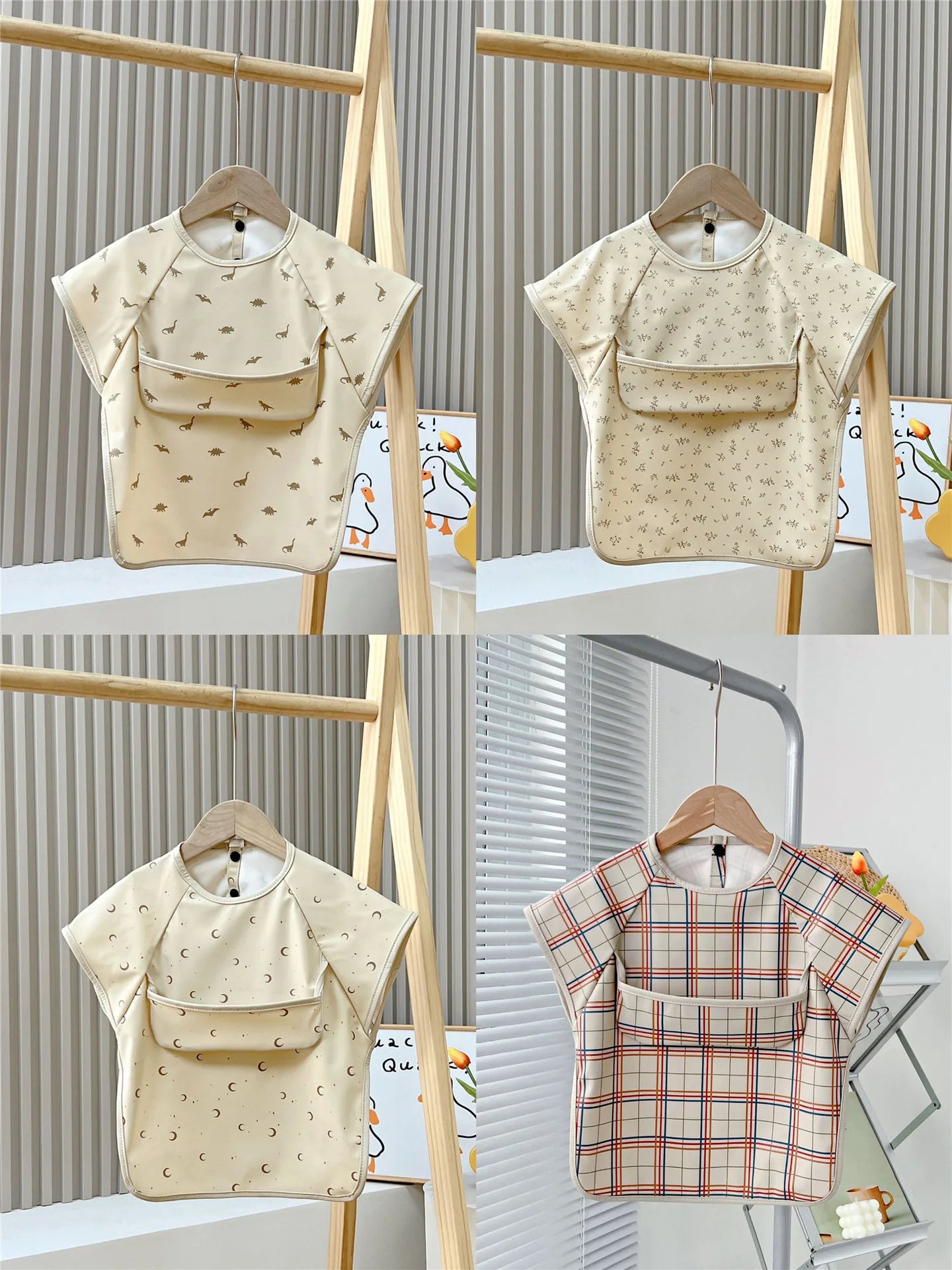 Cute Baby Bibs – Waterproof Toddler Feeding Smock with Short Sleeves | Cartoon Animal Apron Bibs for Babies & Kids (0–6Y)