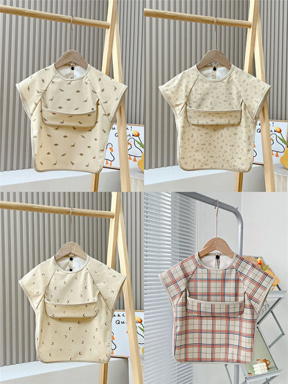 Cute Baby Bibs – Waterproof Toddler Feeding Smock with Short Sleeves | Cartoon Animal Apron Bibs for Babies & Kids (0–6Y)