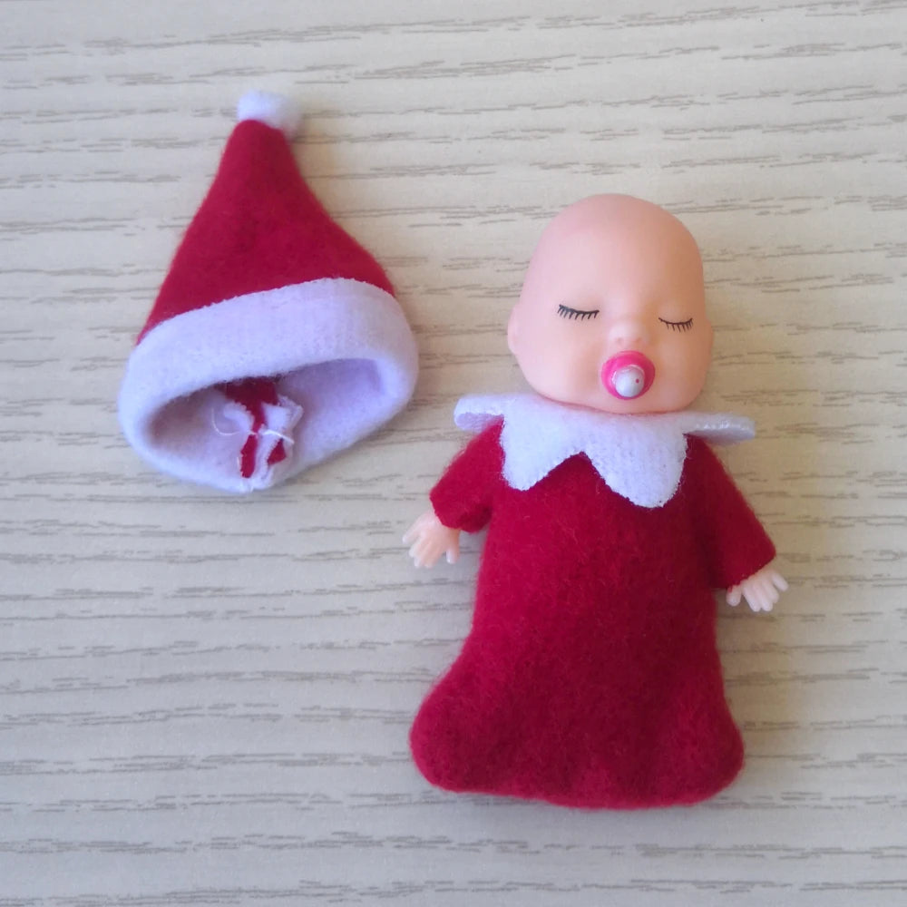 7cm Christmas Elf Baby Dolls | Miniature Dolls with Dummy & Movable Arms Legs | Dollhouse Accessories & Holiday Decorations