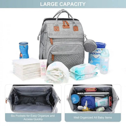 Portable Baby Diaper Bag with Changing Station – Travel Bassinet, Folding Crib, Shade Cloth & Waterproof Changing Pad