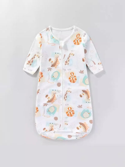 Pure Cotton Baby Sleeping Bag – Newborn One-Piece Sleep Sack with Long Sleeves, Anti-Startle Design for Summer & Spring