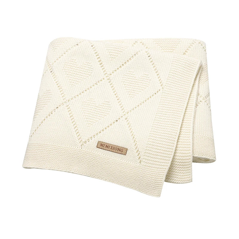 Super Soft Cotton Baby Blanket – Newborn Knit Swaddle Wrap for Stroller, Nursery & Sleeping (90×70cm)