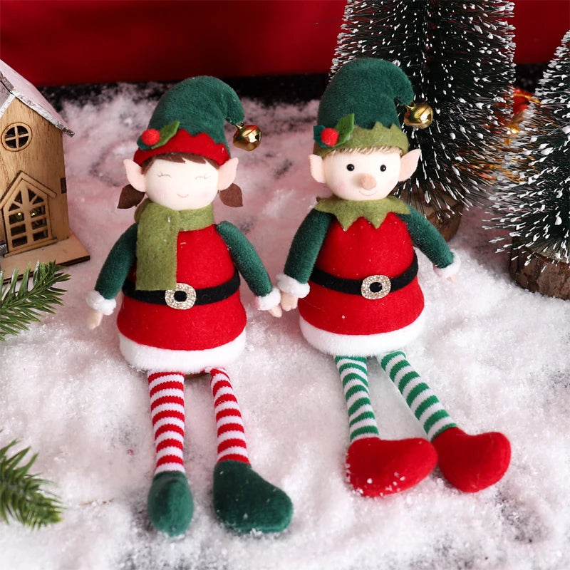 Christmas Hanging Plush Elf Dolls | Long-Legged Santa Claus Boy & Girl Ornaments | Holiday Party & New Year Decorations
