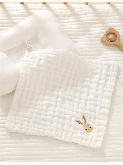 Baby Saliva Towels – 6 Layer Cotton Embroidered Washcloths | Soft Hand & Face Wipes, Burp Cloths, Bibs for Newborns & Toddlers