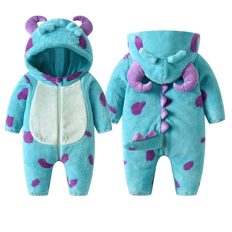 Cute Animal Baby Halloween Costume | Toddler Unisex Fuzzy Jumpsuit Outfit | Warm Fall & Winter Clothes for Kids