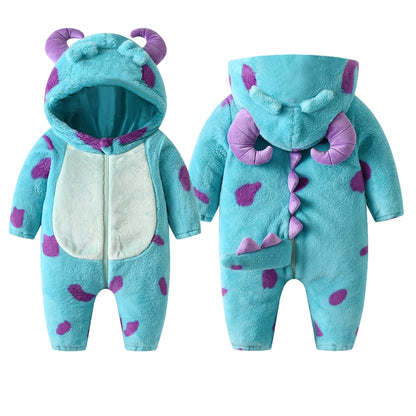 Cute Animal Baby Halloween Costume | Toddler Unisex Fuzzy Jumpsuit Outfit | Warm Fall & Winter Clothes for Kids