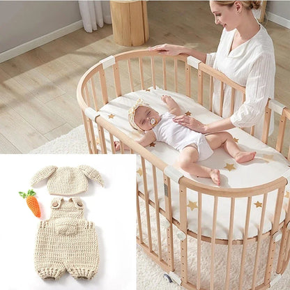 Baby Christmas Photography Outfit | Newborn Knitted Rabbit Hat, Overalls & Carrot Prop | Infant Photoshoot Costume Set