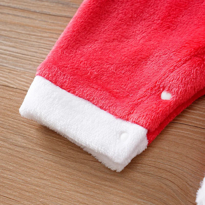 Baby Christmas Velvet Jumpsuit | Warm Long-Sleeve Winter Outfit | Thickened Role-Play Costume (0–18 Months)