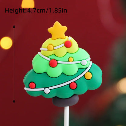 Christmas Cake Topper Set | Bear Doll Ornaments, Red Sweater & Green Shirt, Rainbow Arch & Gift Box | Holiday Party Cake Decorations