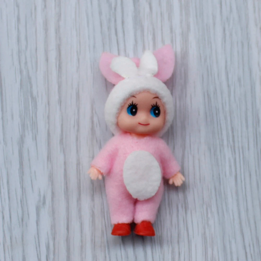 7cm Christmas Elf Baby Dolls | Miniature Dolls with Dummy & Movable Arms Legs | Dollhouse Accessories & Holiday Decorations