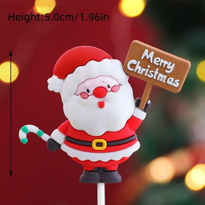 Christmas Cake Topper Set | Bear Doll Ornaments, Red Sweater & Green Shirt, Rainbow Arch & Gift Box | Holiday Party Cake Decorations