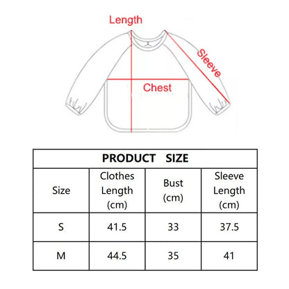 Little Boy Girl Painting Smock Baby's Soft Waterproof Bib Child Meal Eating Apron with Long Sleeves Kid Adjustable Feeding Cloth