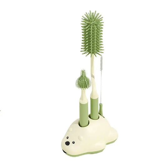 Baby Bottle Brush Cleaner Set with Nipple Brush & Base | Portable Water Bottle Cleaner Brush for Baby Bottles & Enhanced Cleaning