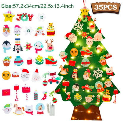 Kids DIY Felt Christmas Tree | Wall Hanging Xmas Tree with Ornaments | 2025 Christmas & 2026 New Year Decorations