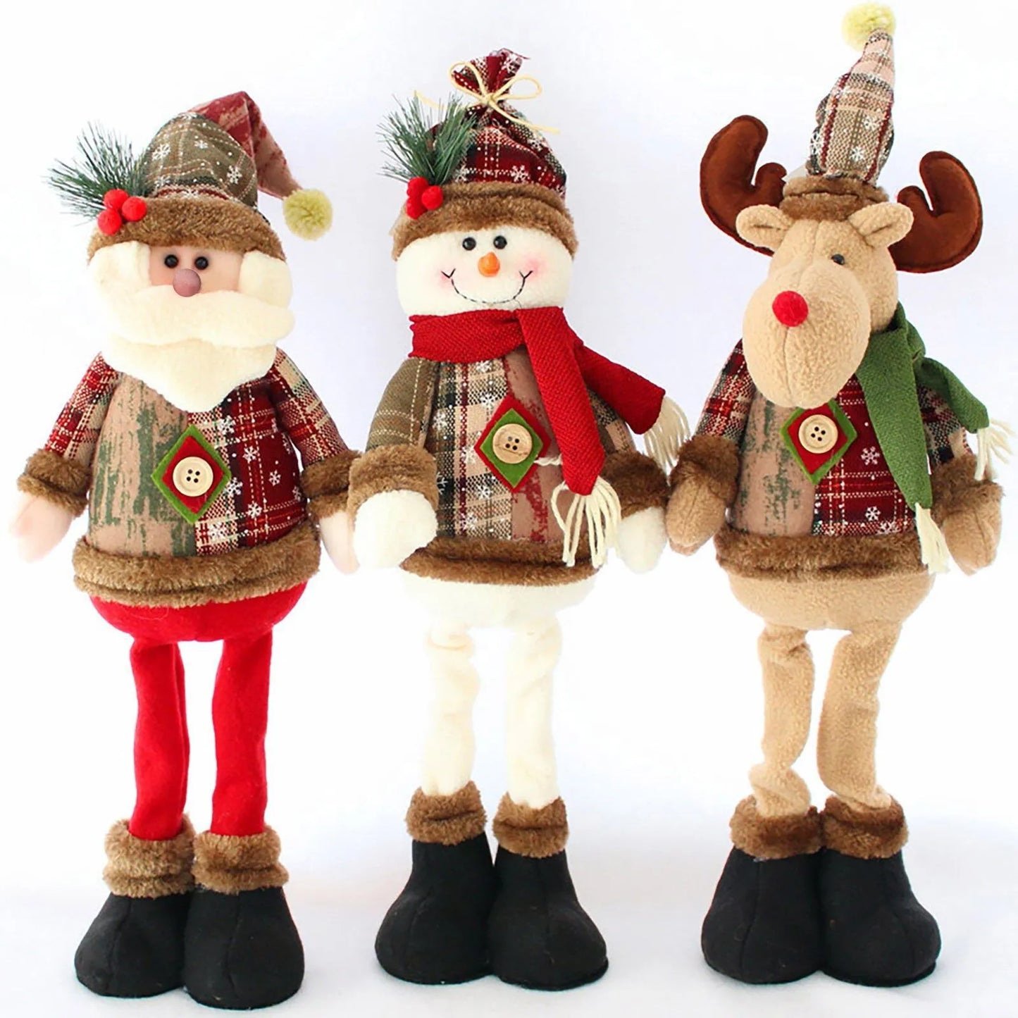 Christmas Decorative Dolls | Standing Santa Claus, Snowman & Reindeer Ornaments for Holiday Home & New Year Décor