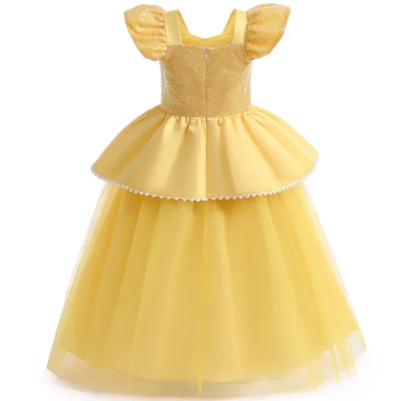 Cinderella Belle Princess Costume Dress for Girls | Rapunzel Cosplay Outfit | Kids Halloween Disguise, Christmas & Birthday Party Clothes