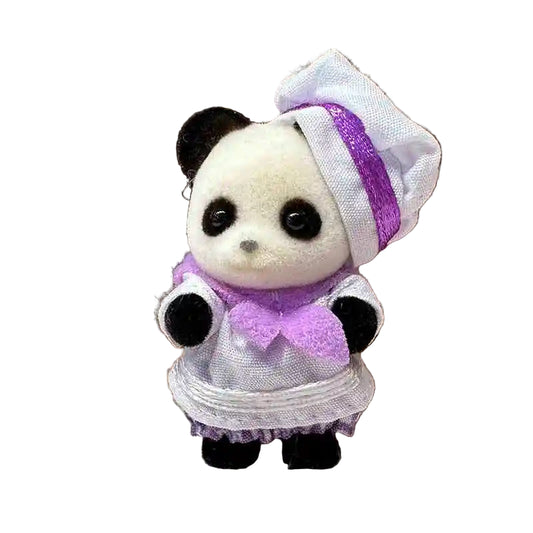 Original Sylvanian Families Rabbit Grove Family & Panda Chef Baby | Dollhouse Christmas Girl Flocking Dolls | Collectible Ornaments & Decorations