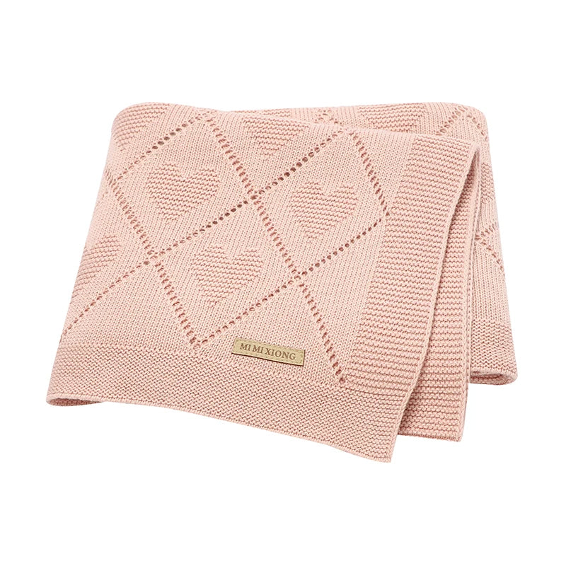 Super Soft Cotton Baby Blanket – Newborn Knit Swaddle Wrap for Stroller, Nursery & Sleeping (90×70cm)