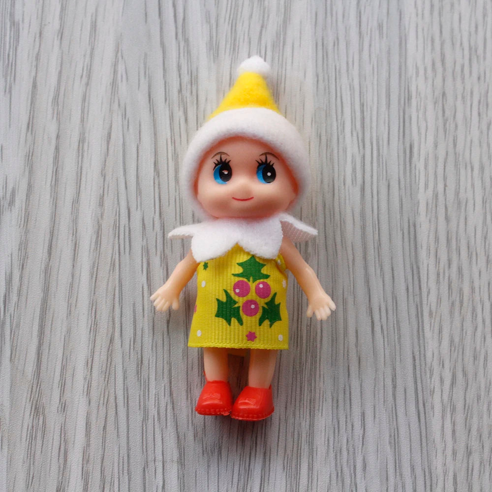 7cm Christmas Elf Baby Dolls | Miniature Dolls with Dummy & Movable Arms Legs | Dollhouse Accessories & Holiday Decorations
