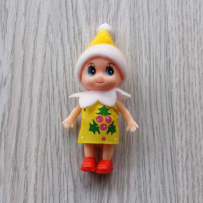 7cm Christmas Elf Baby Dolls | Miniature Dolls with Dummy & Movable Arms Legs | Dollhouse Accessories & Holiday Decorations