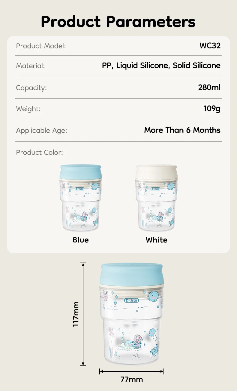 280ml Baby Training Cup with 360° Spill-Proof Drinking Lid – Leakproof, BPA-Free Infant Sippy Cup for Toddlers
