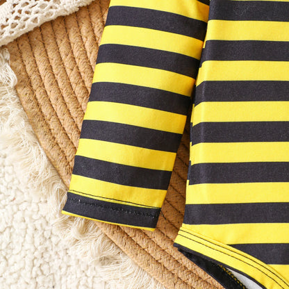 Baby Girl Bee Halloween Costume Set | Infant Romper + Tulle Suspender Dress | Newborn & Toddler Party Outfit