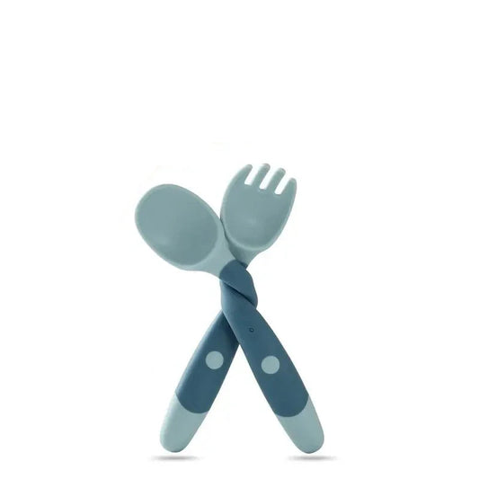 Baby Fork and Spoon Set – Bendable Toddler Utensils | Soft Silicone Handle Training Tableware for Infants & Kids, BPA-Free