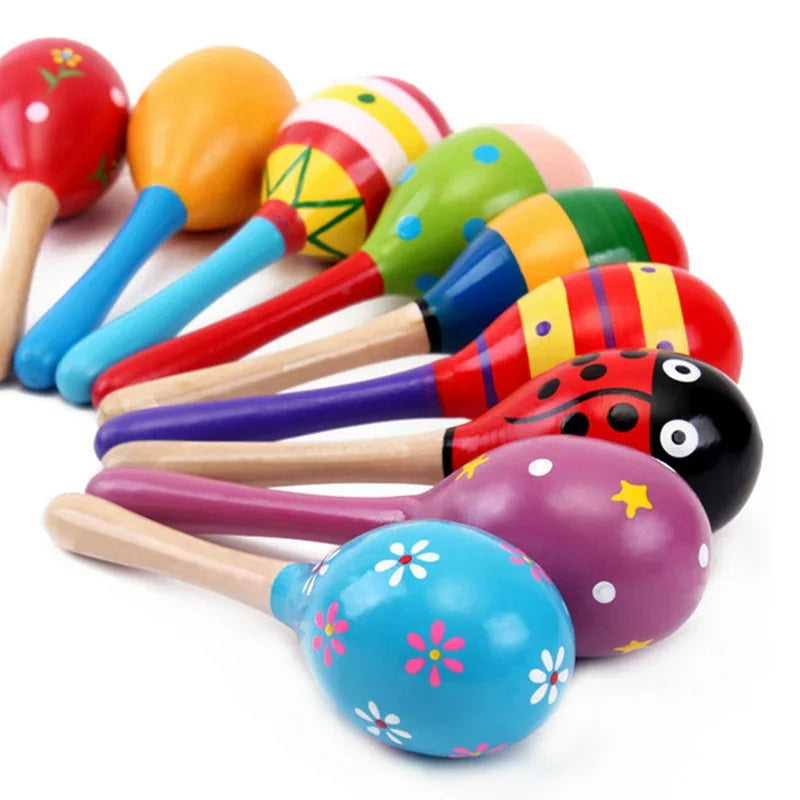 Large Montessori Baby Toy – Wooden Colorful Musical Instrument Rattle Shaker | Sand Hammer Bell Early Learning Toy for Kids