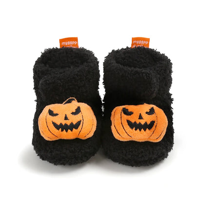 Baby Halloween Booties | Soft Anti-Slip Infant Slippers | Warm Fall Winter First Walker Shoes for Newborns & Toddlers