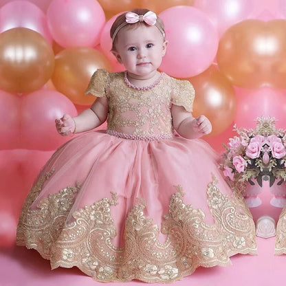 Baby Girl Christmas Dress | Toddler Long Sleeve Lace Tutu Princess Gown | 1st Birthday, Wedding & Party Outfit