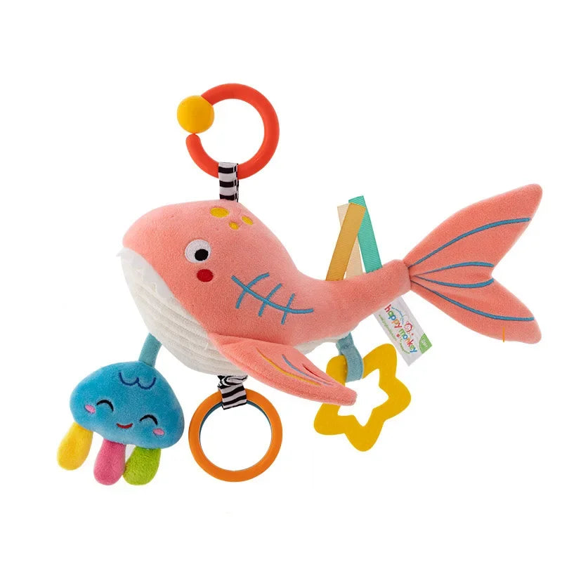 Soft Infant Crib & Stroller Mobile Hanging Rattle – Cute Stuffed Animal Baby Toys | Educational Hand Grip Toy for Brain Development