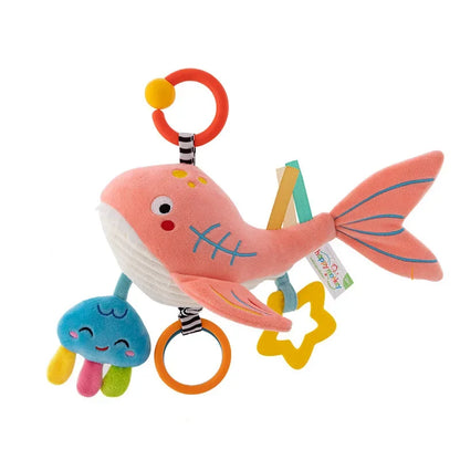 Soft Infant Crib & Stroller Mobile Hanging Rattle – Cute Stuffed Animal Baby Toys | Educational Hand Grip Toy for Brain Development