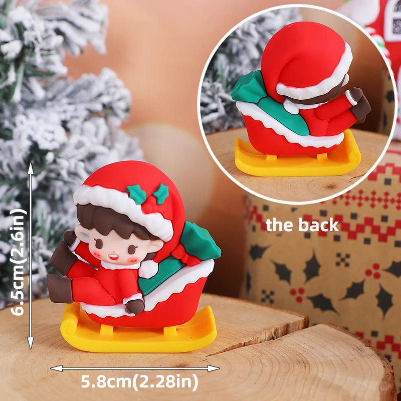 Christmas Cake Topper Set | Bear Doll Ornaments, Red Sweater & Green Shirt, Rainbow Arch & Gift Box | Holiday Party Cake Decorations