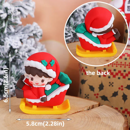 Christmas Cake Topper Set | Bear Doll Ornaments, Red Sweater & Green Shirt, Rainbow Arch & Gift Box | Holiday Party Cake Decorations