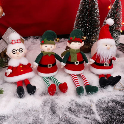 Christmas Hanging Plush Elf Dolls | Long-Legged Santa Claus Boy & Girl Ornaments | Holiday Party & New Year Decorations