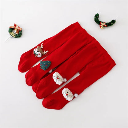 Baby Christmas Tights | Infant Girls Knitted Red Cotton Stockings | Newborn & Toddler Leggings 0–24 Months