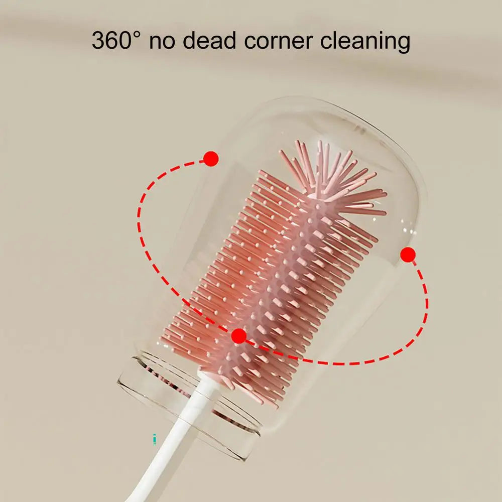 Baby Bottle Brush Cleaner Set with Nipple Brush & Base | Portable Water Bottle Cleaner Brush for Baby Bottles & Enhanced Cleaning