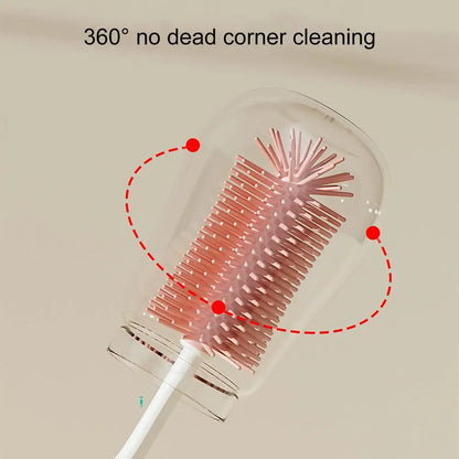 Baby Bottle Brush Cleaner Set with Nipple Brush & Base | Portable Water Bottle Cleaner Brush for Baby Bottles & Enhanced Cleaning