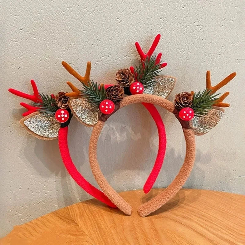 Christmas Headband | Reindeer Antlers, Snowman & Xmas Tree Design | Party Favor, Photo Booth & Holiday Decoration