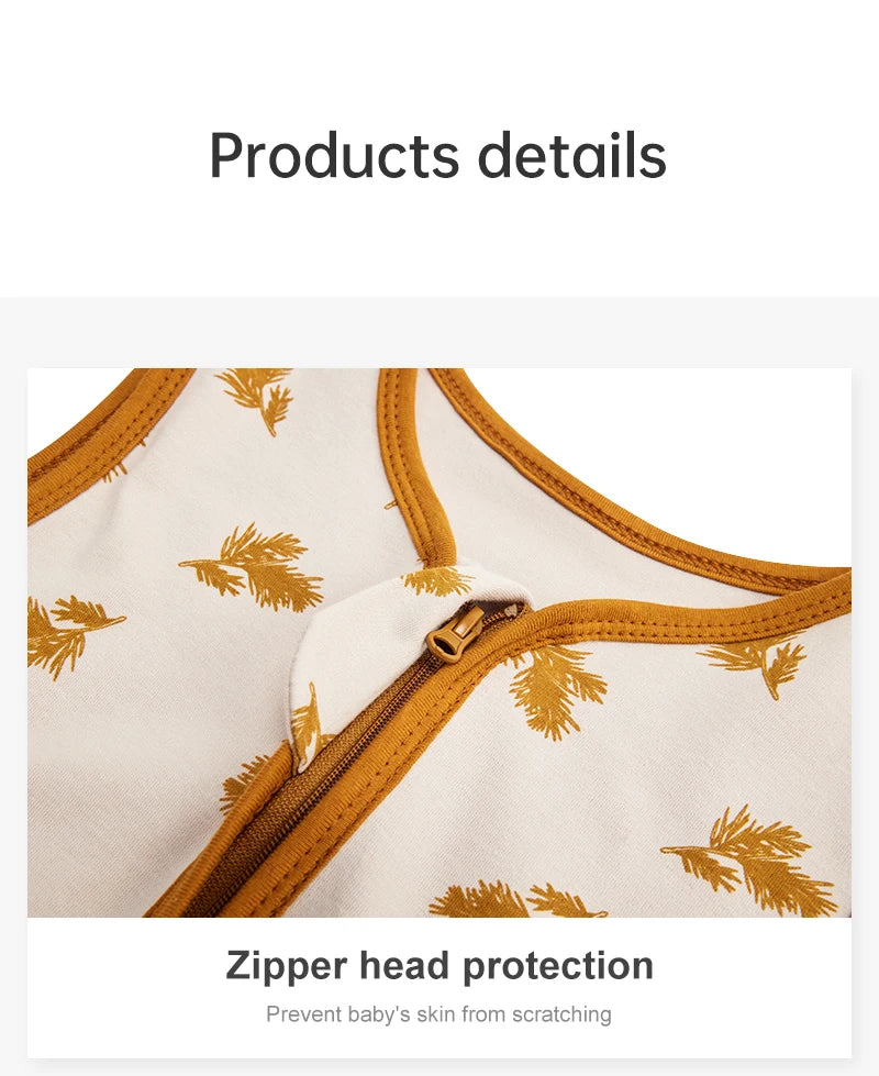 Baby Summer Sleeping Bag 0–24 Months – Lightweight 0.5 TOG Wearable Blanket, Thin Layer Sleep Sack with Anti-Kick Design, Beige Wheat Print