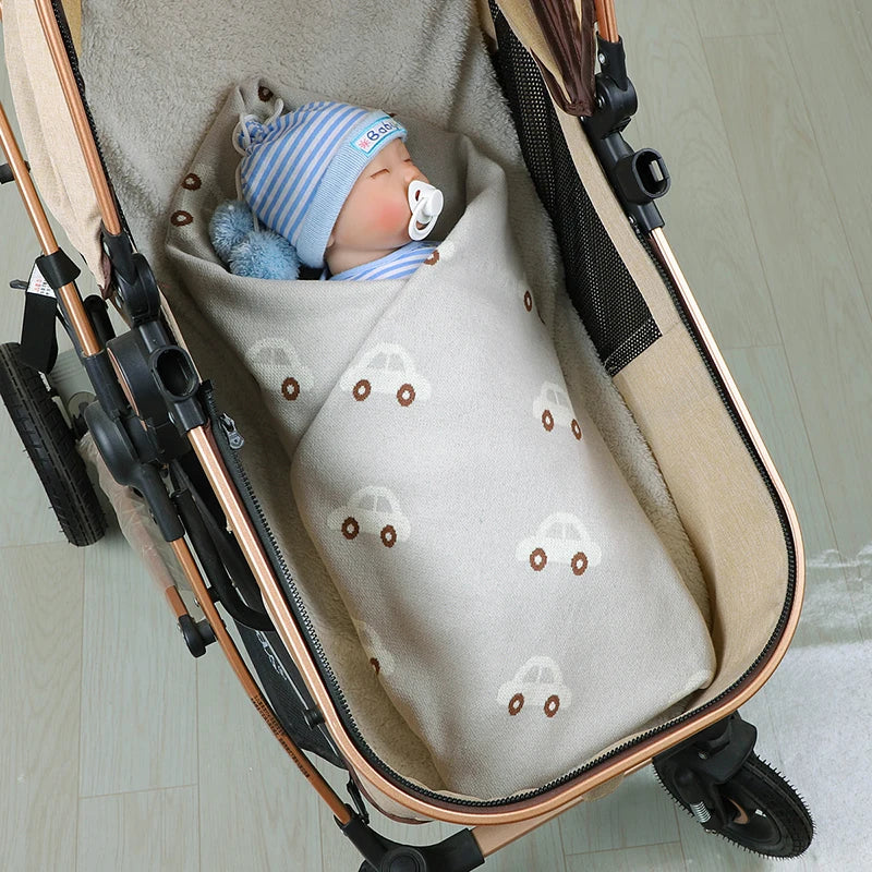 Baby Blanket Breathable Cotton Knit Swaddle Wrap – 100×80cm Newborn Receiving Blanket for Boys & Girls, Stroller & Nursery Quilt