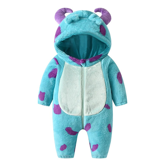 Cute Animal Baby Halloween Costume | Toddler Unisex Fuzzy Jumpsuit Outfit | Warm Fall & Winter Clothes for Kids