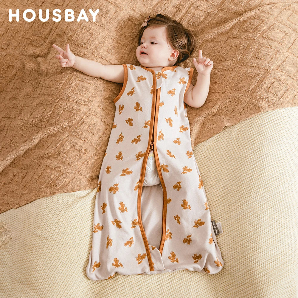 Baby Summer Sleeping Bag 0–24 Months – Lightweight 0.5 TOG Wearable Blanket, Thin Layer Sleep Sack with Anti-Kick Design, Beige Wheat Print