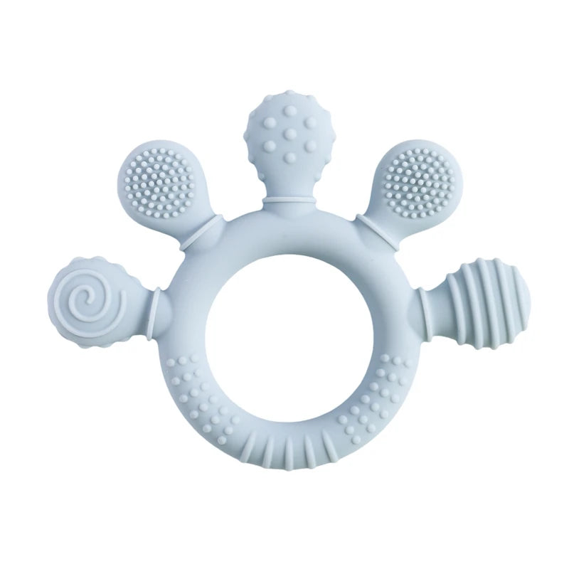 1PC Baby Silicone Teether Toy with Pacifier Chain | BPA-Free Finger Ring Soothing Teething Toy for Newborns & Baby Shower Gifts