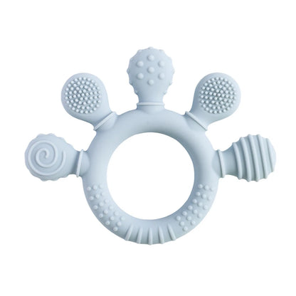 1PC Baby Silicone Teether Toy with Pacifier Chain | BPA-Free Finger Ring Soothing Teething Toy for Newborns & Baby Shower Gifts